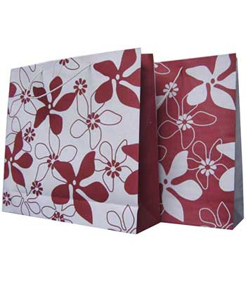 tas kertas paper bag motif bunga merah putih